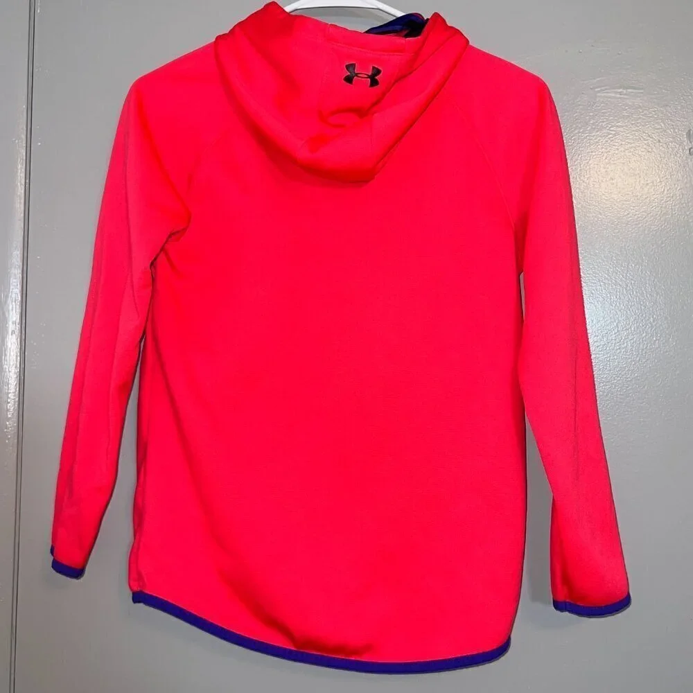 Under Armour Girl's Loose Cold Gear Pink & Purple Hoodie Size L